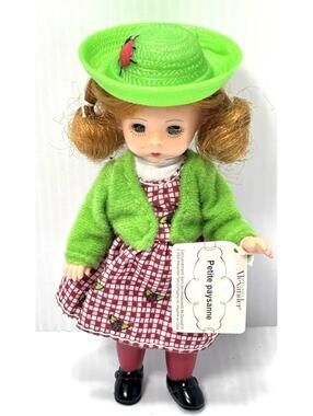 Madame Alexander Petite Paysanne Doll, Green Straw Hat Check Dress 2003
